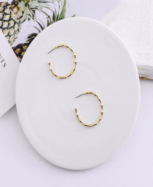 wtltc gold color metal big hoop earrings for women chic c shaped earrings minimal open circle hoops statement jewelry4460096, Golden;silver